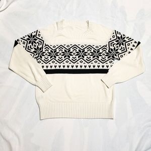 White Nordic Pattern Sweater
